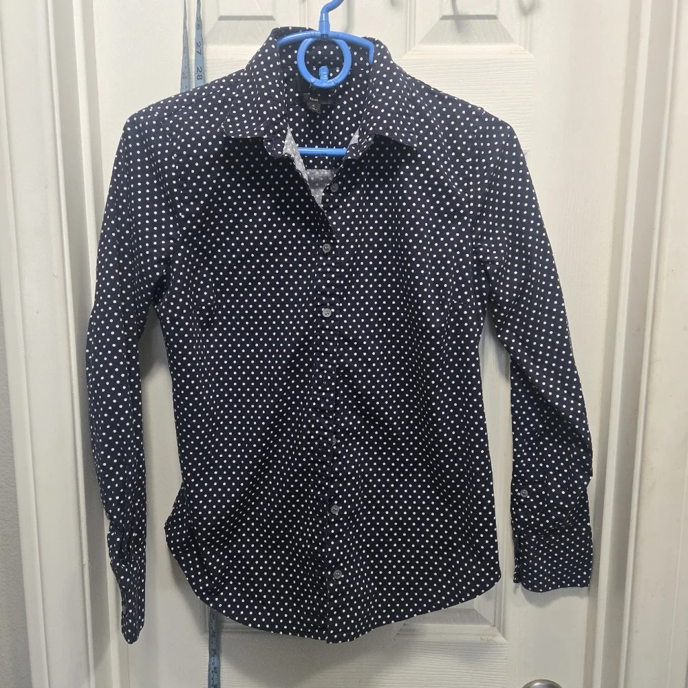J. Crew Polka Dot Slim Fit Shirt Size 4
